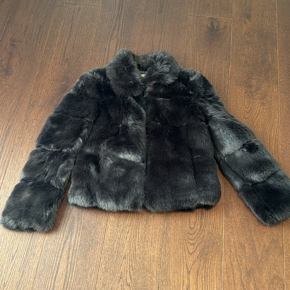 Michael Kors Faux Fur Black/Dark Grey Faux Fur Short Jacket Size XS